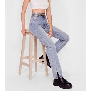 Nasty Gal We Know Split Straight Jeans